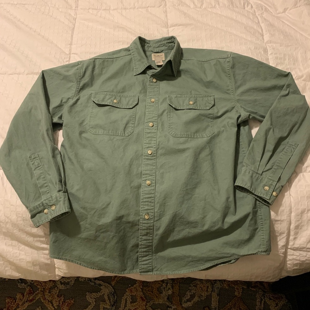 Mens LL Bean Canvas Button Down